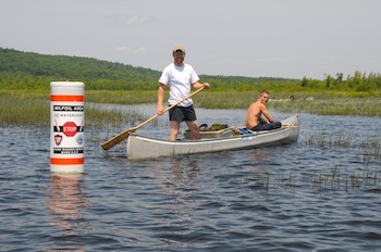 Canoe by buoy